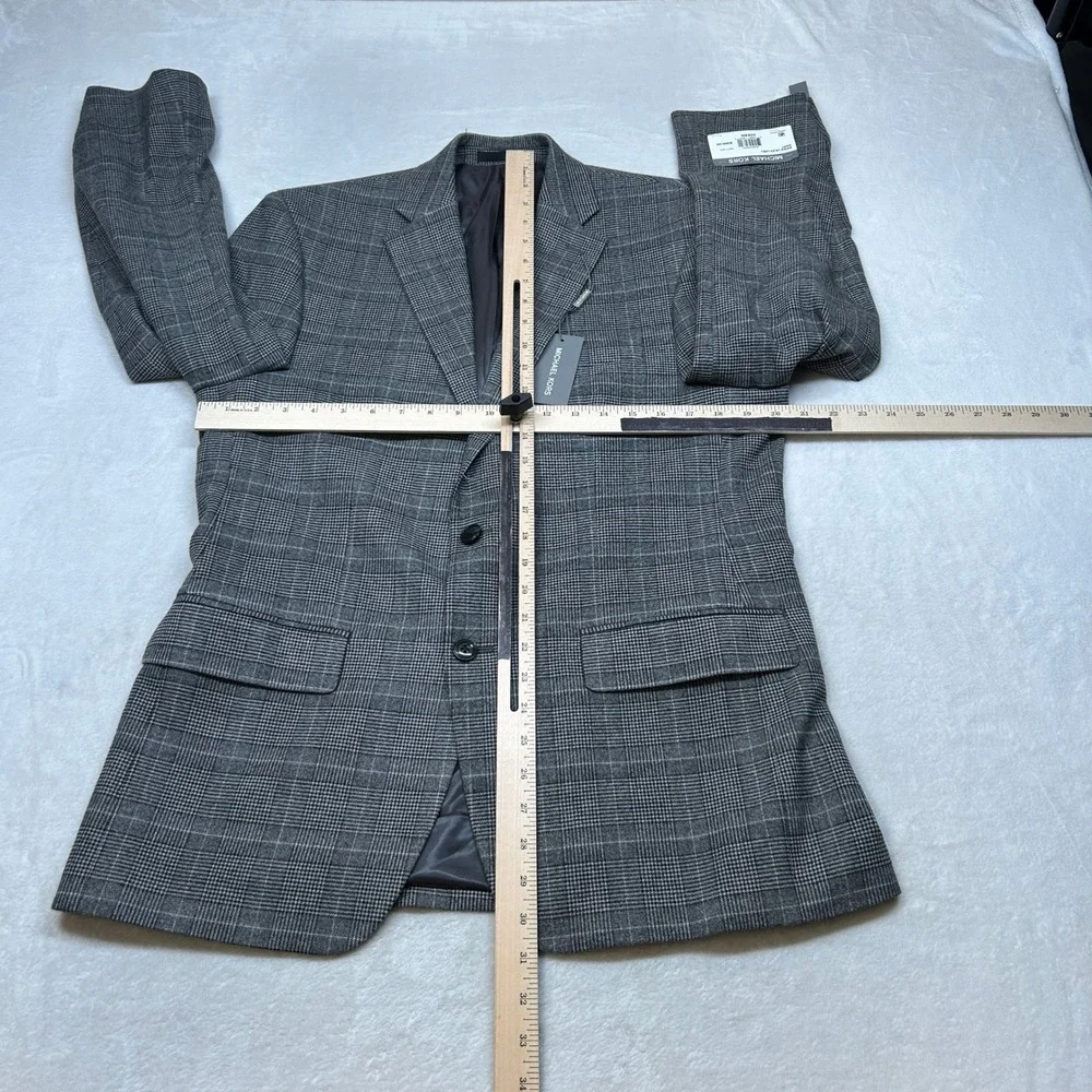Michael Kors‎ Kent Sport Coat Mens 40R 40 Black White Plaid Stretch Classic $295